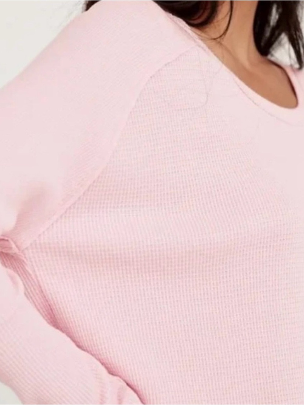 TNA Pale Pink Waffle-Knit Scoop Neck Sweater